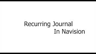 Recurring Journal In Navision [upl. by Maida465]