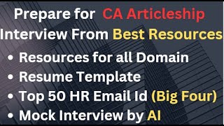 CA Articleship Resources  Interview Most Asked Question with Answer AI Interview CA Vacancy [upl. by Turnheim]