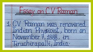 10 lines essay on CV Raman in english  essay on CV Raman in english  cv raman essay in english [upl. by Walburga638]