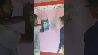 Spary painting for bedroom wall painting wallart wallpaiting painting shortvideo [upl. by Arakahs]