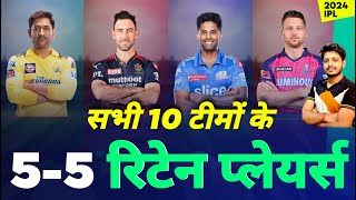 IPL 2024  All 10 Teams 55 Retain Players  IPL Auction  MY Cricket Production [upl. by Ho913]