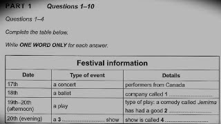 Festival Information ielts listening  720p HD AUDIO [upl. by Tadeo745]