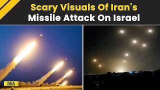 Watch Intense Visuals Of Irans Missile Attack amp Israels Iron Dome In Action  IranIsrael War [upl. by Narrat]