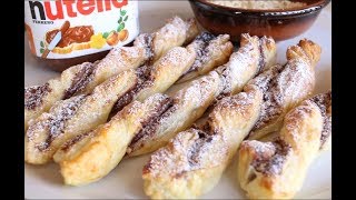 TORCIGLIONI DI PASTA SFOGLIA ALLA NUTELLA  Dolci Facili e Veloci [upl. by Durstin]