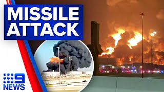 Missile strike in Saudi Arabia just kilometres from F1 Grand Prix  9 News Australia [upl. by Adriane]