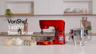 VonShef 1400W Red Stand Mixer [upl. by Ares]