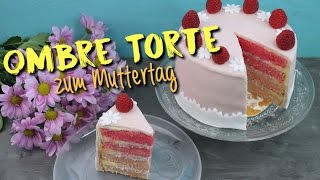 OMBRE TORTE selber machen  Muttertagstorte backen mit Fondant amp Himbeerfüllung [upl. by Skoorb]