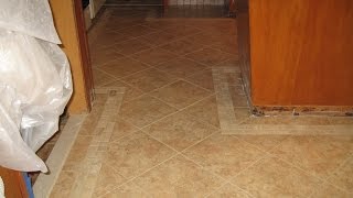 Tile kitchen floor with border [upl. by Ivanna]