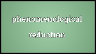 Phenomenological reduction Meaning [upl. by Souvaine]