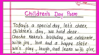 Childrens Day Poem in English  Song for Childrens Day  Childrens Day Poem [upl. by Errehs]