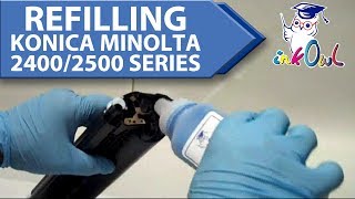 How to Refill Konica Minolta Magicolor 2400W 2430DL 2450 2480MF 2490MF 2500W 2530DL 2550 2590MF [upl. by Brezin]