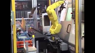 Fanuc LR Mate 200iC Robot Tends an Okuma CNC Lathe [upl. by Meuser199]