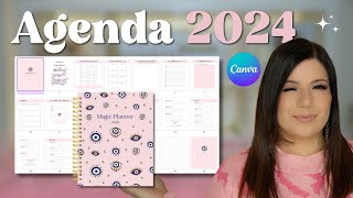 DISEÑA tu propia AGENDA EN CANVA 2024 💕 Te regalo la plantilla [upl. by Begga172]