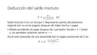 Cronogramas de pago Saldo insoluto en un instante t [upl. by Mozart]