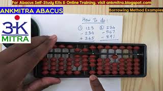 Abacus  Hindi  Subtraction Borrowing Method Explained with 2 Examples [upl. by Acceber201]