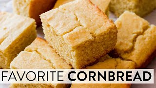 Moist amp Buttery Cornbread  Sallys Baking Recipes [upl. by Nhtanhoj]