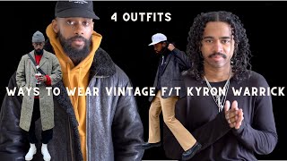 WAYS TO WEAR VINTAGETHRIFTED CLOTHES FT KYRON WARRICK 4 outfits  Mens Fashion [upl. by Ahsienet925]