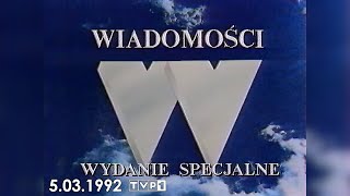 Specjalne wydanie quotWiadomościquot  5031992 relacjonuje Tadeusz Zwiefka [upl. by Ytineres920]