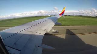 Southwest Airlines WN1708 737700 Scimitar Winglets Takeoff Sacramento California [upl. by Ikim]