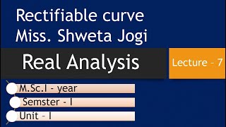 Lect 7 MSc I Maths Real Analysis Vector Valued Function Rectifiable Curve Miss Shweta Jigi [upl. by Zanlog]