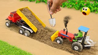 Diy tractor making road with fully loaded truck science project  sanocreator [upl. by Mallen]