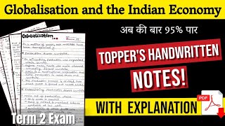 Globalisation and the Indian Economy Notes Class 10th with Explanation  Toppers Handwritten Notes [upl. by Wootten]