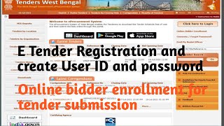 E tender registration process online bidder enrolment  How to create UserID amp password for tender [upl. by Nnairac598]