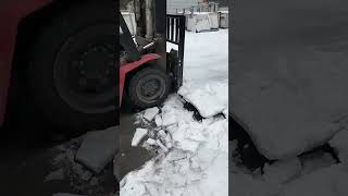 Removal process of frozen snow on the road [upl. by Belier872]