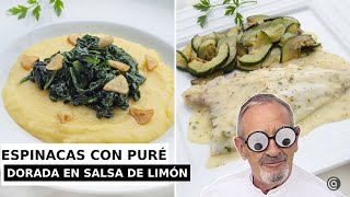 ESPINACAS SALTEADAS y DORADA con salsa de limón con Karlos Arguiñano [upl. by Dnomyaw222]