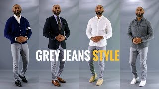 How To Style Mens Grey JeansHow To Wear Mens Grey Jeans [upl. by Aissirac]