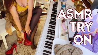 ASMR TryOn Luxurious Wolford Neon 40 Tights amp Red Crystal Heels  Review amp Sounds [upl. by Hogarth]