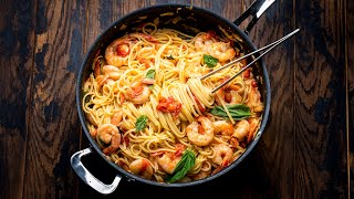 This Cherry Tomato Shrimp Pasta Is So Easy Youll Make It All Summer Long [upl. by Arrak]