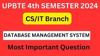 Important question of DBMS upbte exam 4th sem important question of dbms csit branch bteup [upl. by Adamis]