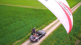 Paragliding Into a Moving Car  Winch Style [upl. by Achilles907]