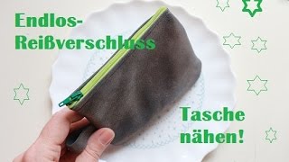 Tasche nähen mit Endlosreißverschluss  Kleine Ledertasche [upl. by Leakcim632]