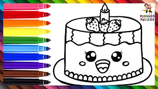 Dibuja y Colorea Un Lindo Pastel De Cumpleaños 🎂🌈 Dibujos Para Niños [upl. by Supat338]