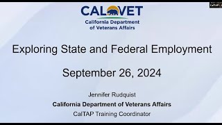 CalTAP  Exploring State and Federal Employment  09262024 [upl. by Caron]