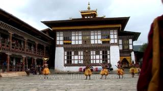 Cham dance at Kurjey Lhakhang monastery in the Bumthang Valley Bhutan [upl. by Eamaj]