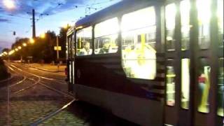 Prague Trams at Night at Palmovka intersection [upl. by Haida]