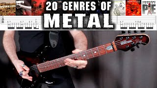 20 STYLESGENRES OF METAL RIFFS  With TAB [upl. by Sunev363]