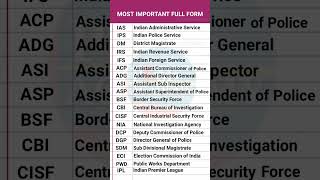 Most Important Full Form IAS IPS DM ACP BSF CBI IPL fullform police ias crpf gk shorts ipl [upl. by Allys]