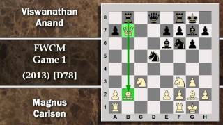 Partite Commentate di Scacchi 61  Carlsen vs Anand  FWCM Game 1  2013 D78 Gruenfeld [upl. by Nairoc941]