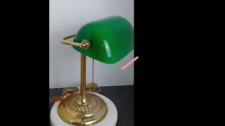 Vintage Underwriters Laboratories Green Glass Brass Bankers Portable Desk Lamp [upl. by Dimah335]