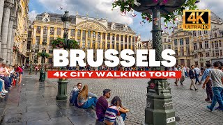 🇧🇪 BRUSSELS BELGIUM WALKING TOUR  HISTORIC CENTRE  4K HDR  60fps [upl. by Ateinotna]