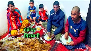 cooking amp eating village style spicy chicken biryani  village style chicken biryani recipe [upl. by Ilke875]