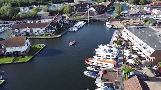 Wroxham bridge and boatyards from the air [upl. by Ebert785]