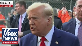 Trump met with cheers from hundreds of NYC construction workers [upl. by Salbu879]