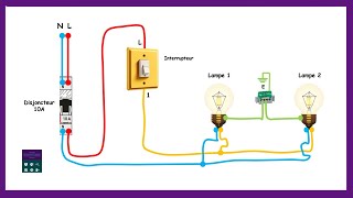 Comment Brancher Un Interrupteur Avec Deux Ampoules Schéma Electrique [upl. by Janela412]