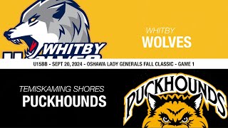 20240920  U15BB  Whitby Wolves vs Temiskaming Shores Puckhounds  OFC1 [upl. by Aniloj]