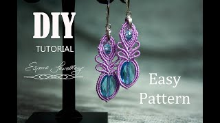 Makramowe kolczyki krok po kroku  Prosta makrama  Macrame earrings tutorial DIY  Easy macrame [upl. by Gnuj]